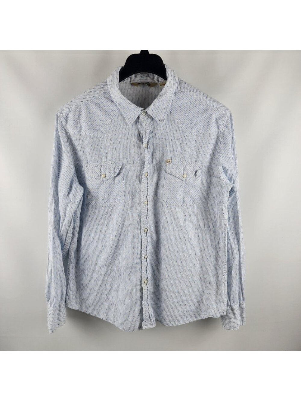 Salt Valley Shirt Mens XL Blue White Geometric Western Pearl Snap L/S Button Up
